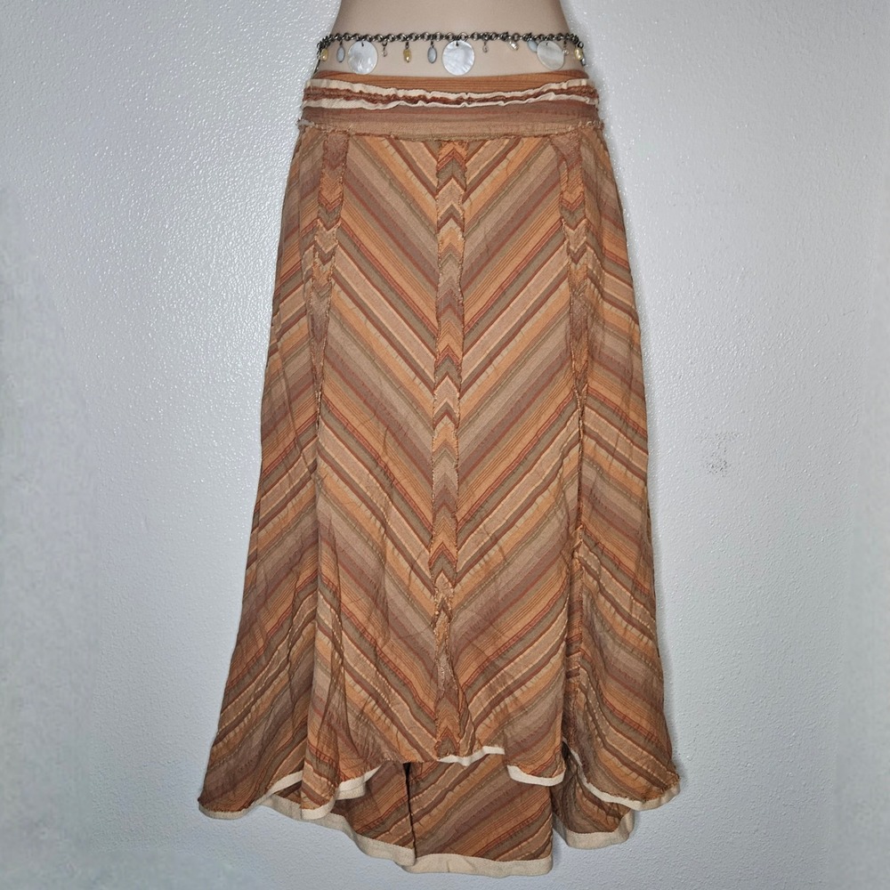 DStudio Chevron Striped Midi Skirt Boho‎